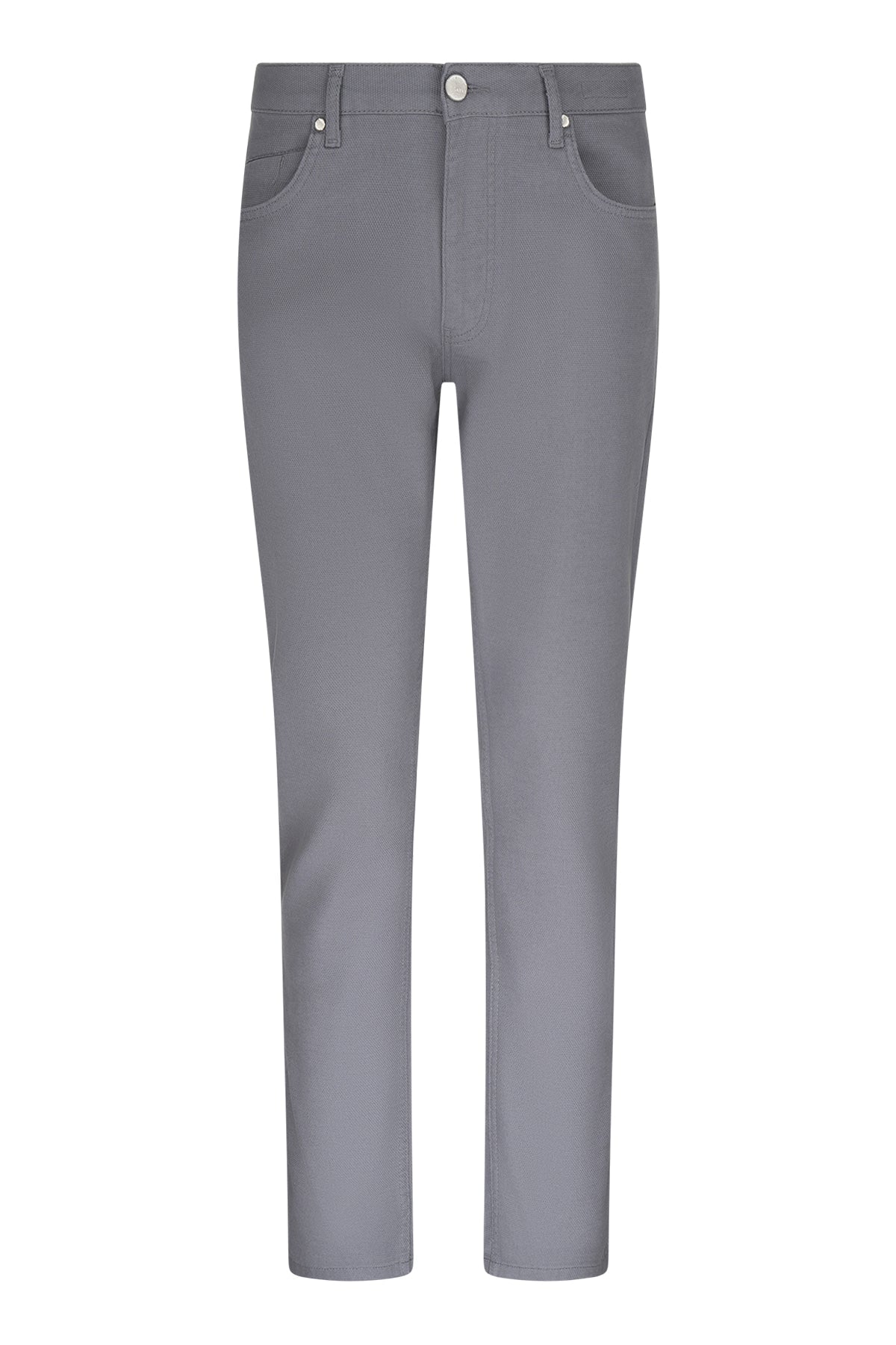 Dynamic Fit Low Waist Cotton Blend Gray Casual Pants - SAYKI