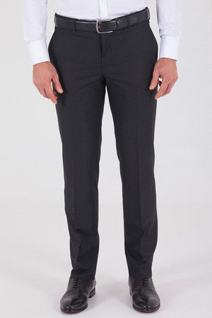 Dynamic Fit Low Waist Windowpane Black Dress Pants - SAYKI