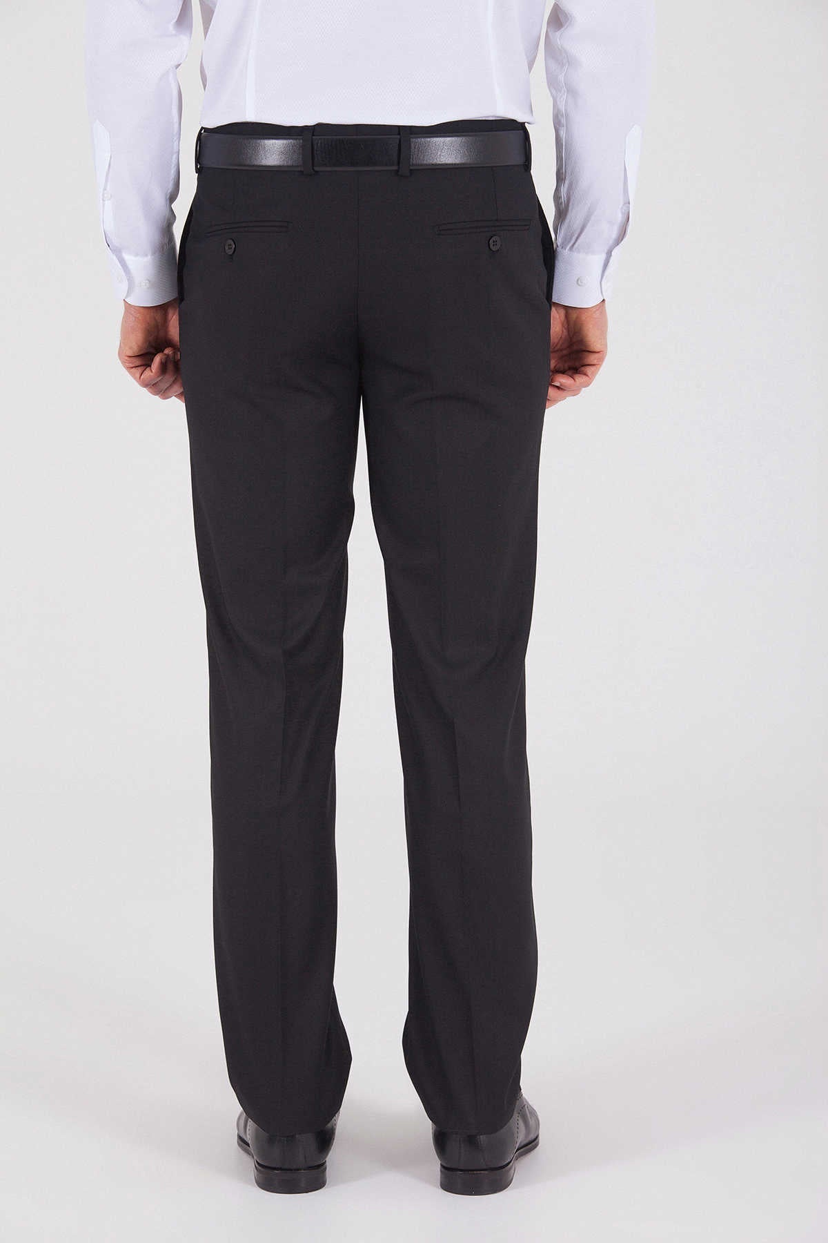 Dynamic Fit Side Pocket Low Waist Black Dress Pants - SAYKI