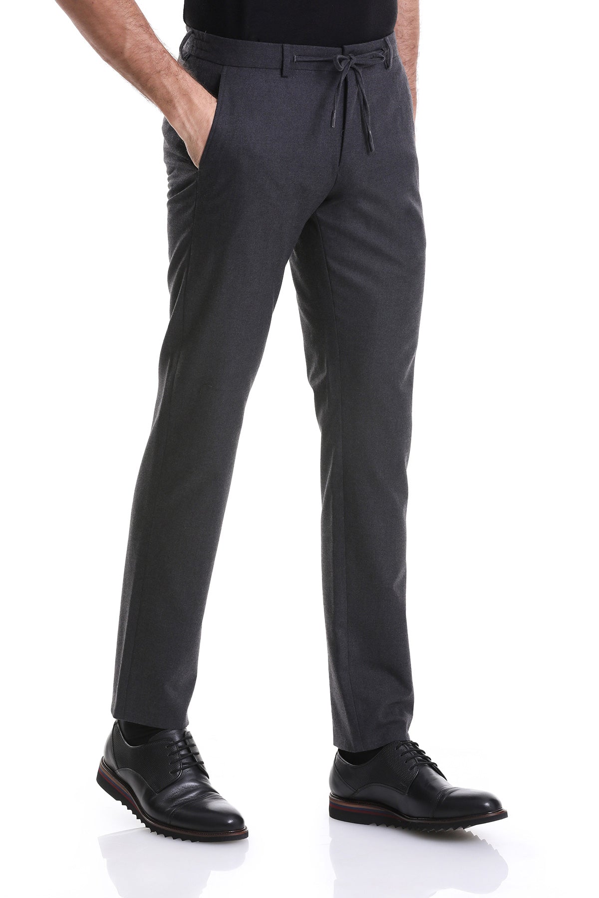 Dynamic Fit Side Pocket Low Waist Charcoal Jogger Pants