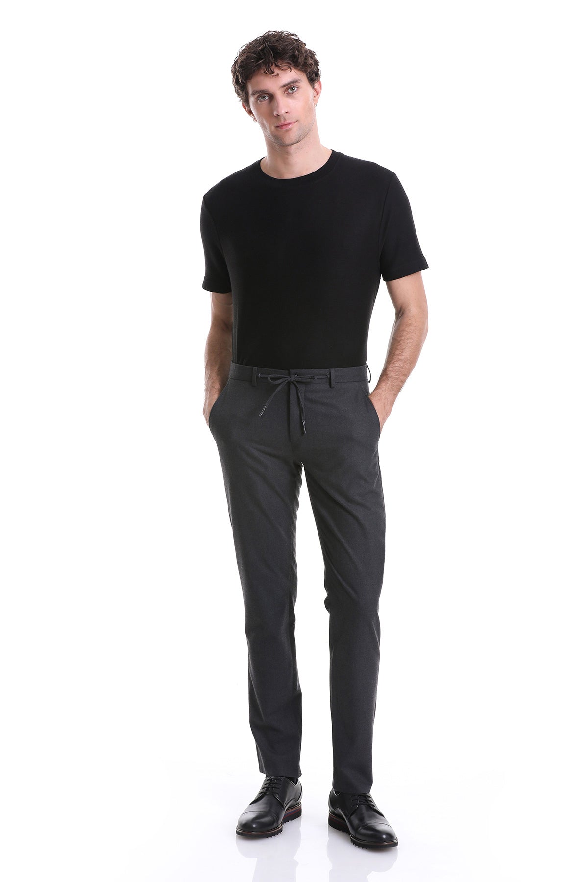 Dynamic Fit Side Pocket Low Waist Charcoal Jogger Pants