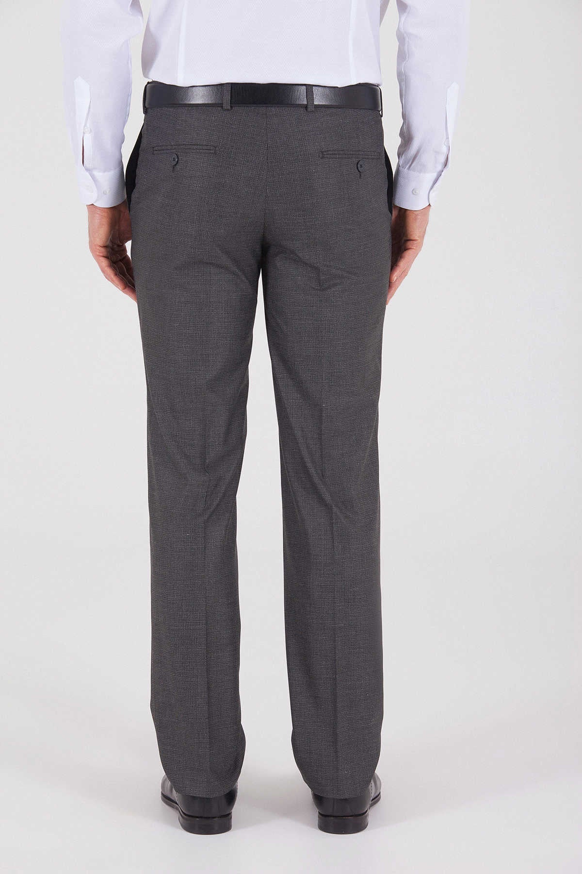 Dynamic Fit Side Pocket Low Waist Gray Dress Pants - SAYKI