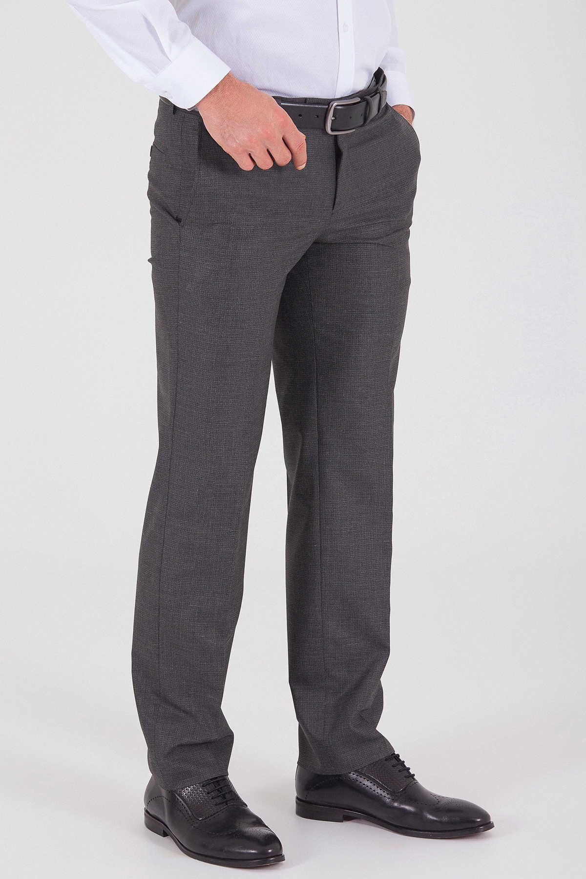 Dynamic Fit Side Pocket Low Waist Gray Dress Pants - SAYKI