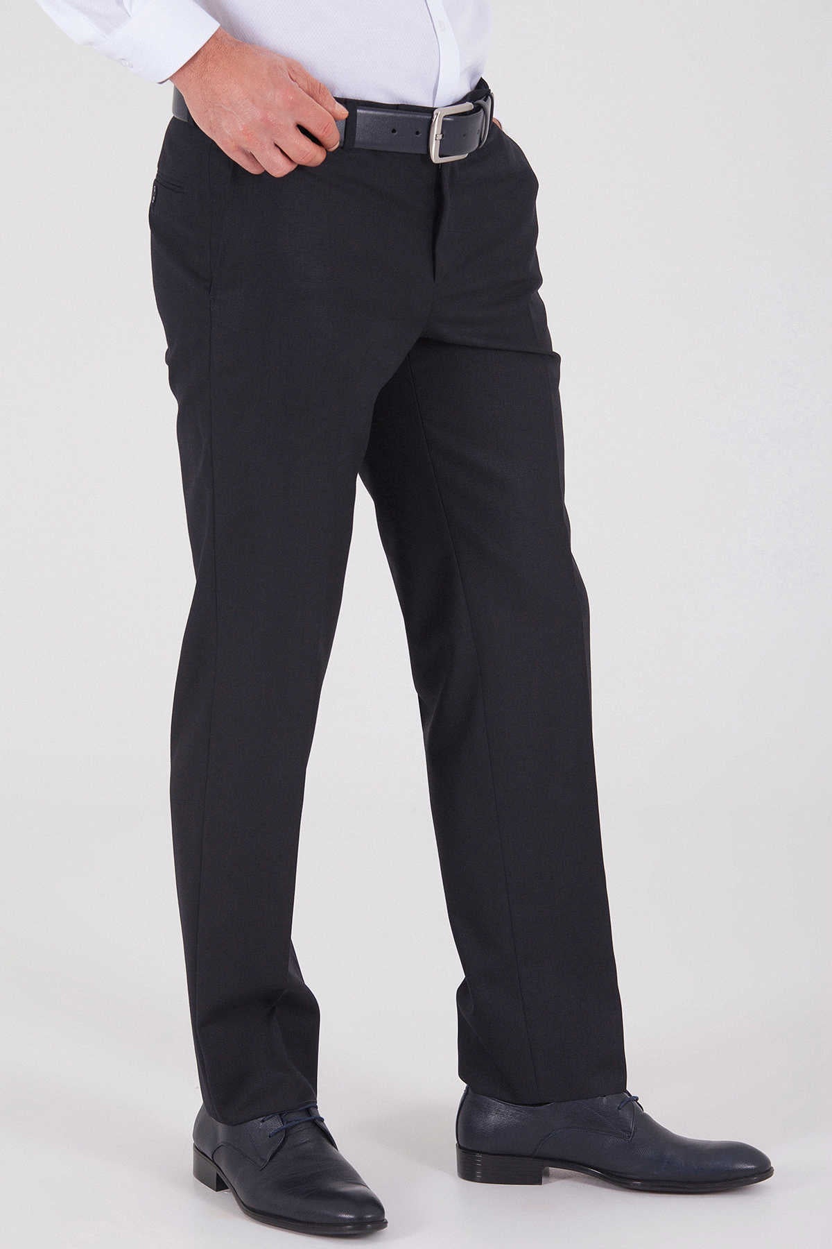 Dynamic Fit Side Pocket Low Waist Navy Dress Pants - SAYKI