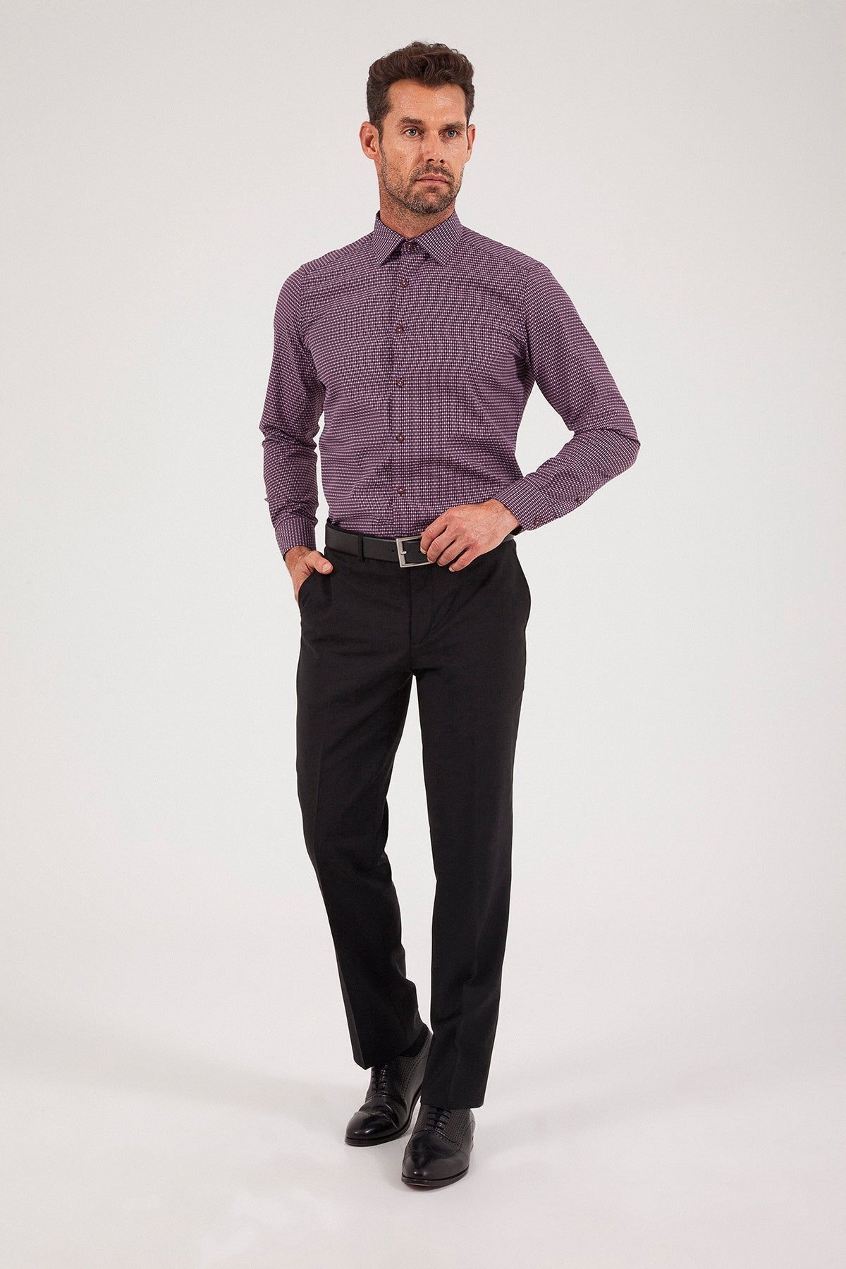 Dynamic Fit Side Pocket Low Waist Wool Black Dress Pants