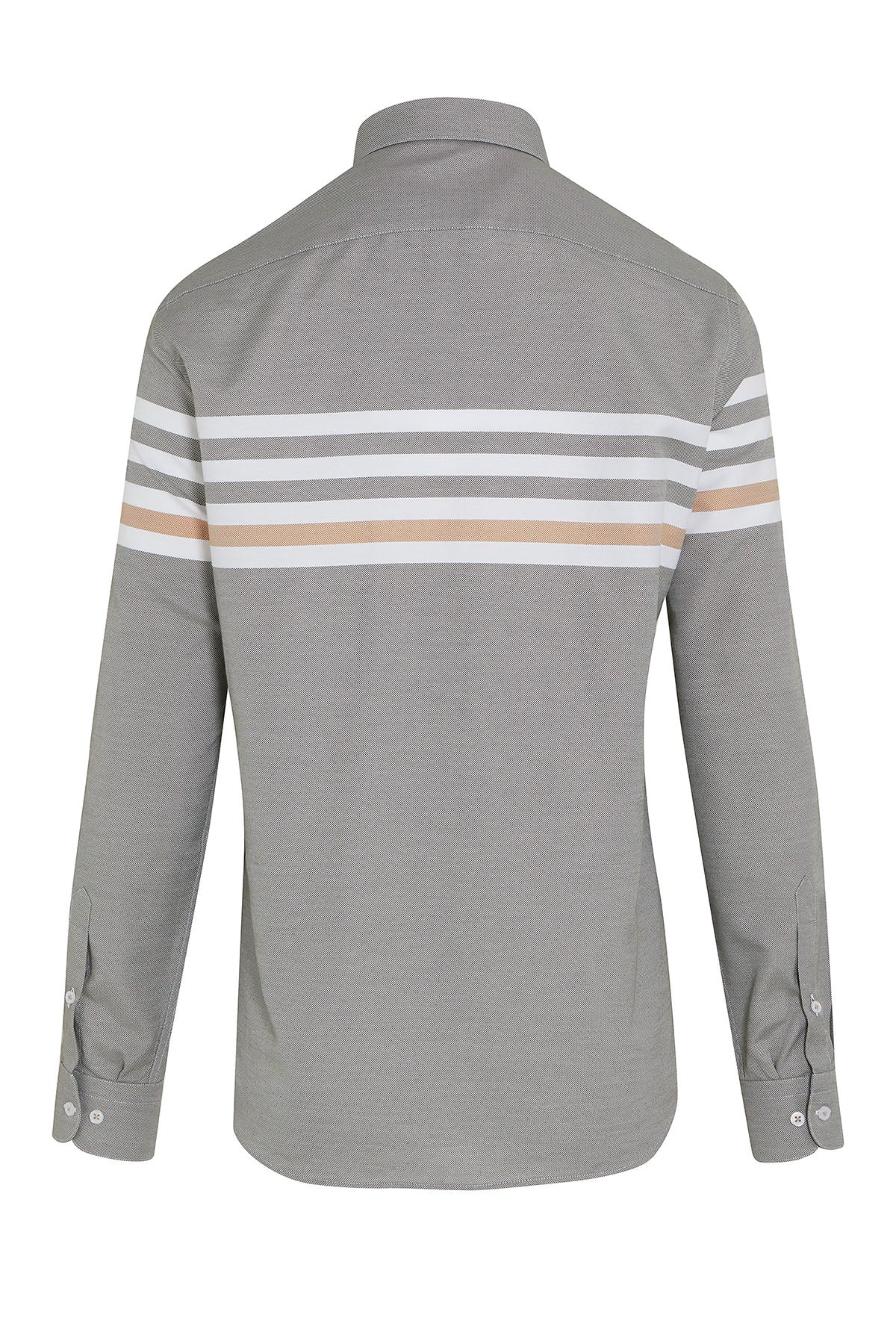 Dynamic Fit Striped Cotton Blend Khaki Casual Shirt - SAYKI