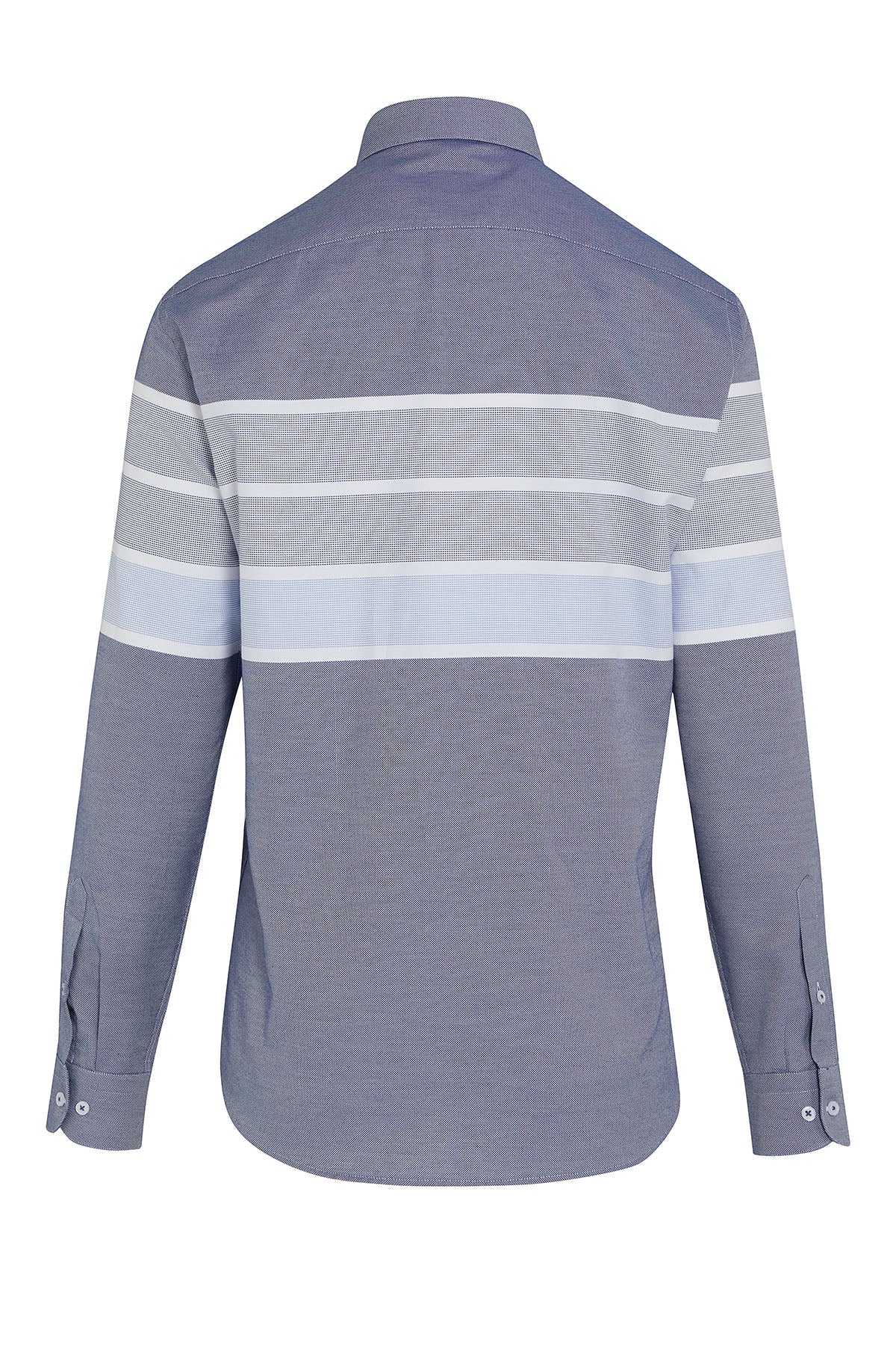 Dynamic Fit Striped Cotton Blend Navy Casual Shirt - SAYKI