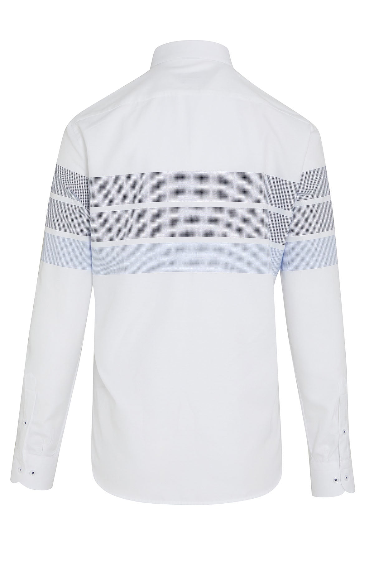 Dynamic Fit Striped Cotton Blend White Casual Shirt - SAYKI