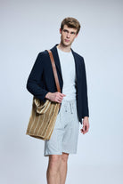 Dynamic Fit White Striped Linen-Blend Shorts - SAYKI