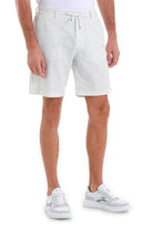 Dynamic Fit White Striped Linen-Blend Shorts - SAYKI