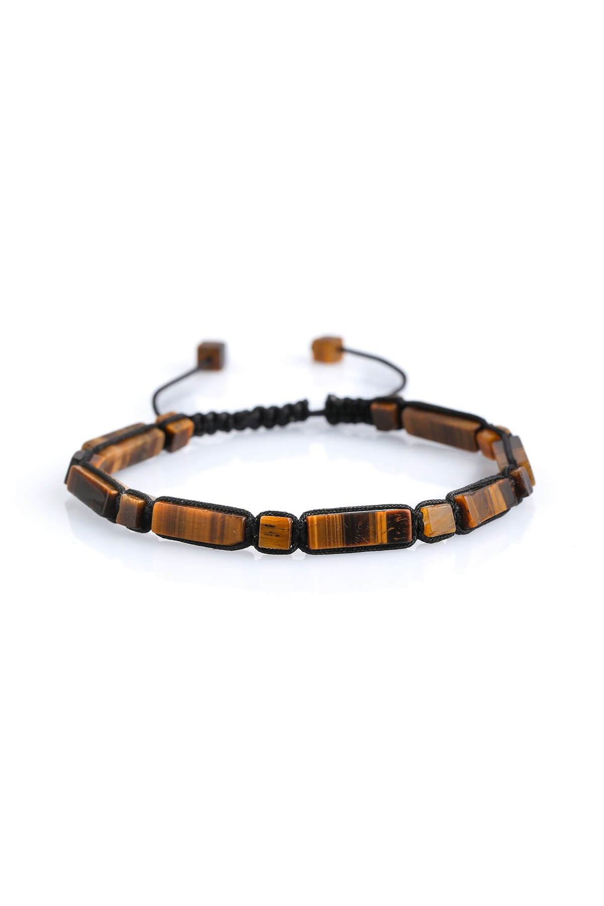 Golden-Brown Striped Natural Stone Bracelet - SAYKI