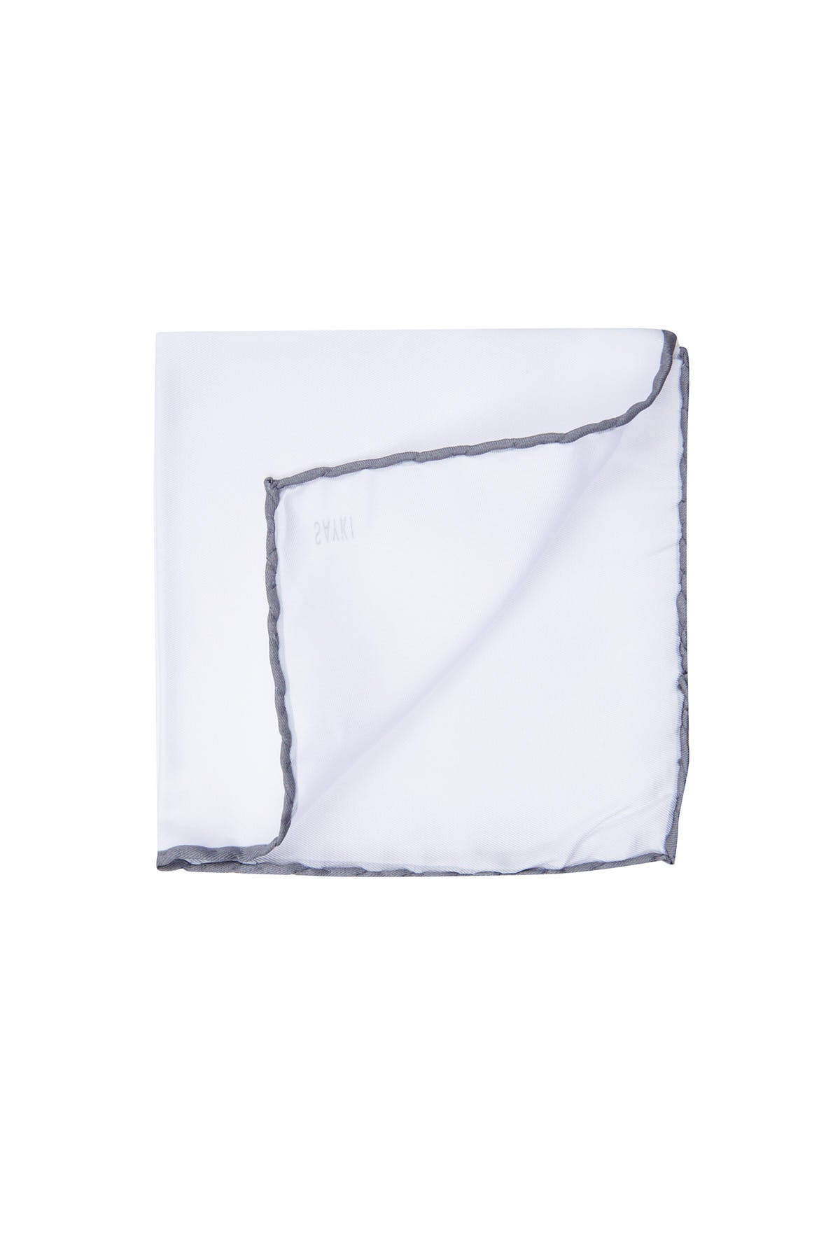 Gray Trim Classic White Pocket Square - SAYKI