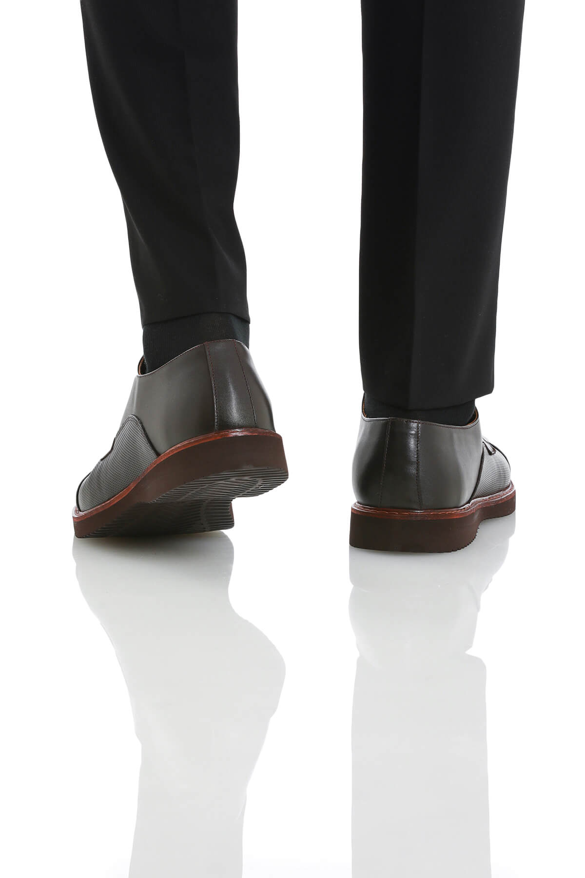 Lace Up 100% Leather Brown Casual Shoes - SAYKI