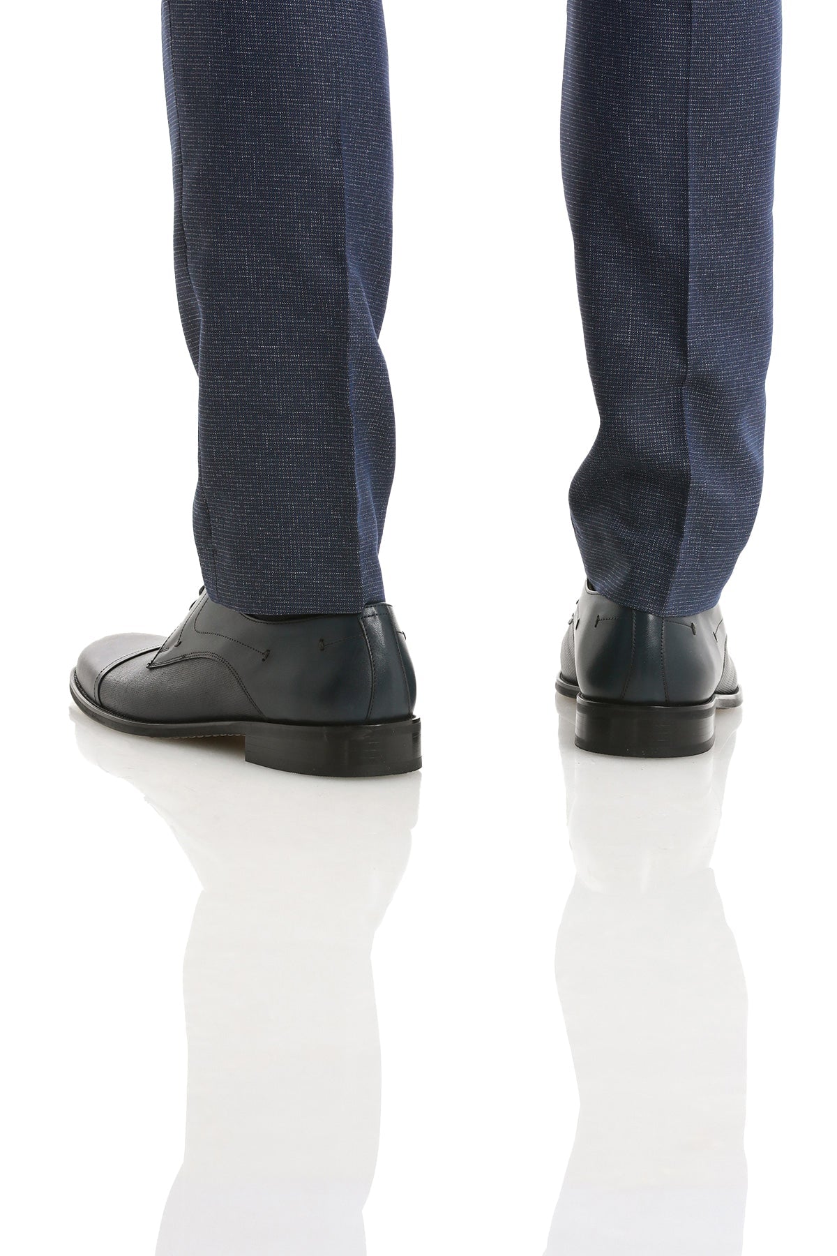 Lace Up 100% Leather Navy Aniline Classic Shoes - SAYKI