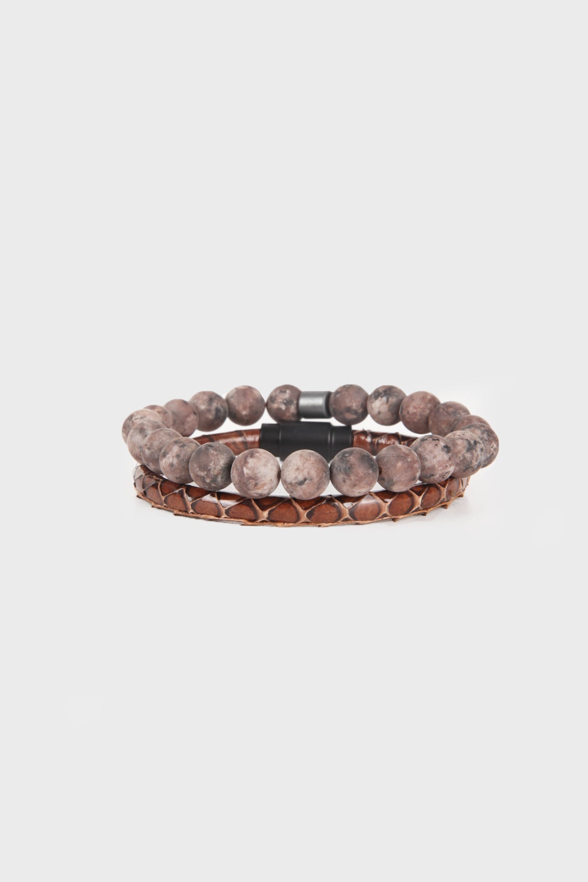Light Brown Leather Double Set Bracelet - SAYKI