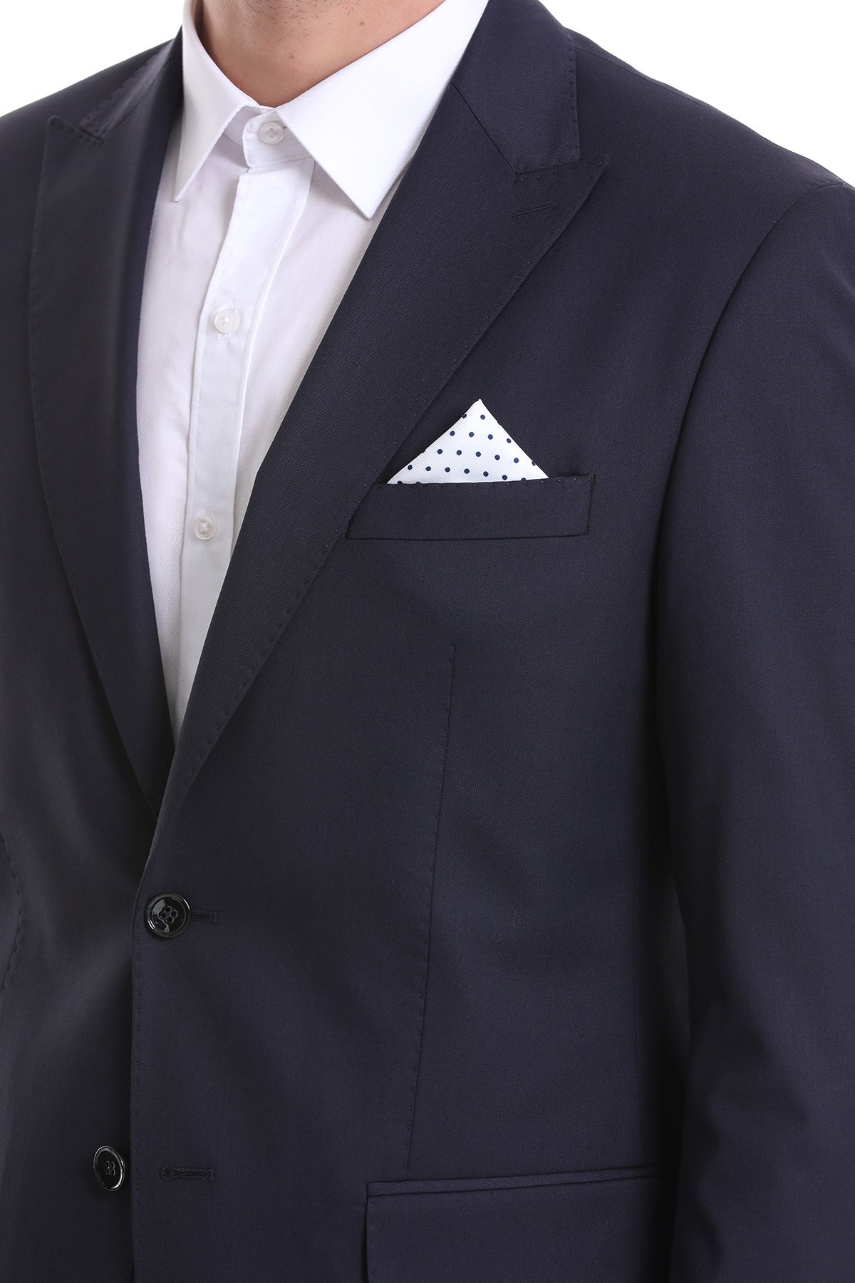 Light Navy Polka Dot Pocket Square - SAYKI - 8682819347099