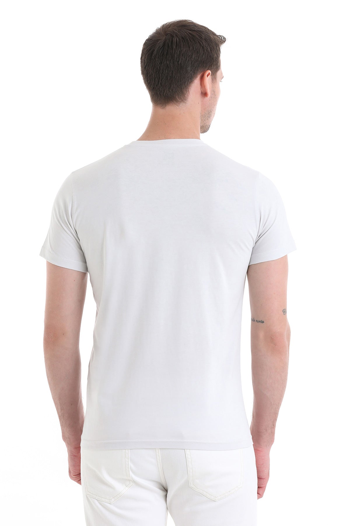 Linen Tone Regular Fit Cotton Crew Neck T-Shirt - SAYKI