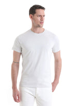 Linen Tone Regular Fit Cotton Crew Neck T-Shirt - SAYKI