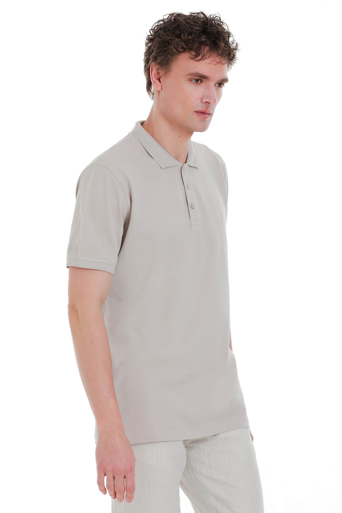Linen Tone Regular Fit Cotton Polo T-Shirt - SAYKI