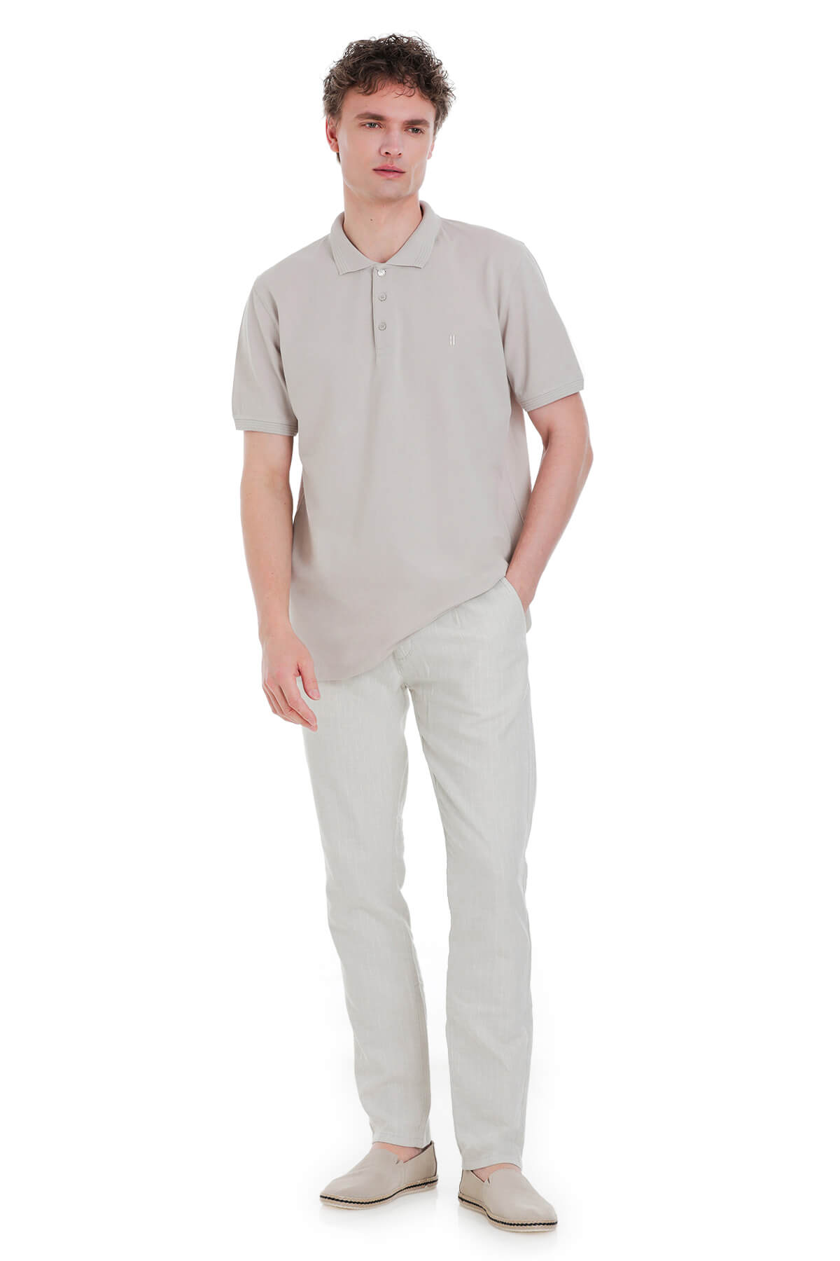 Linen Tone Regular Fit Cotton Polo T-Shirt - SAYKI