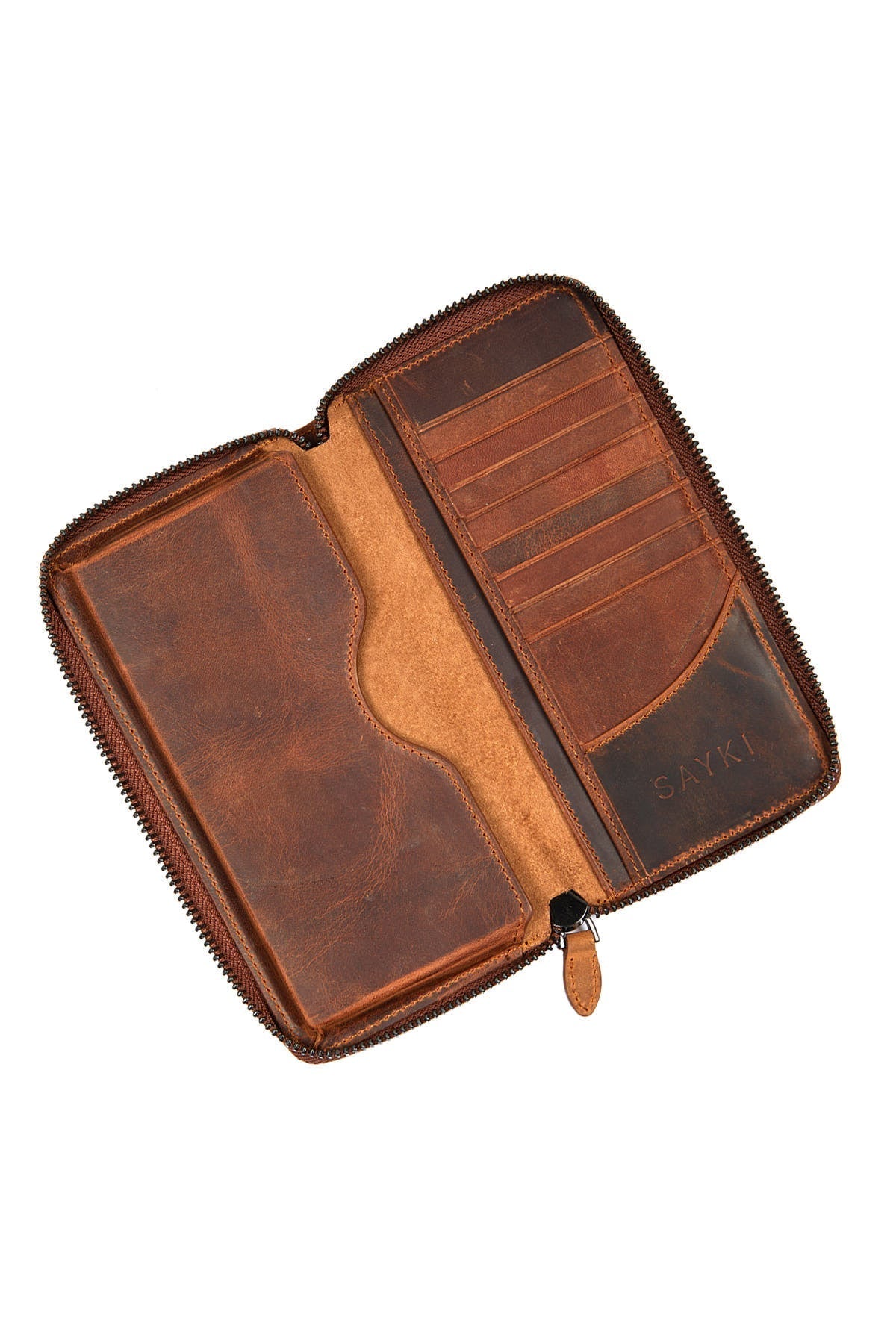 Mink Zip-Around Leather Wallet - SAYKI - 8682819238632