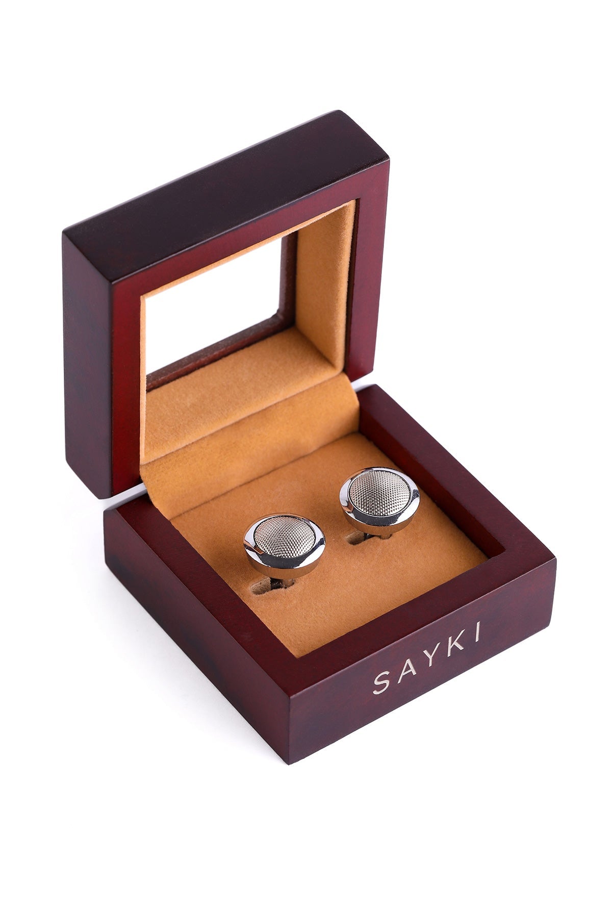 Natural Stone Round Convex Cufflinks - SAYKI - 8682819246309