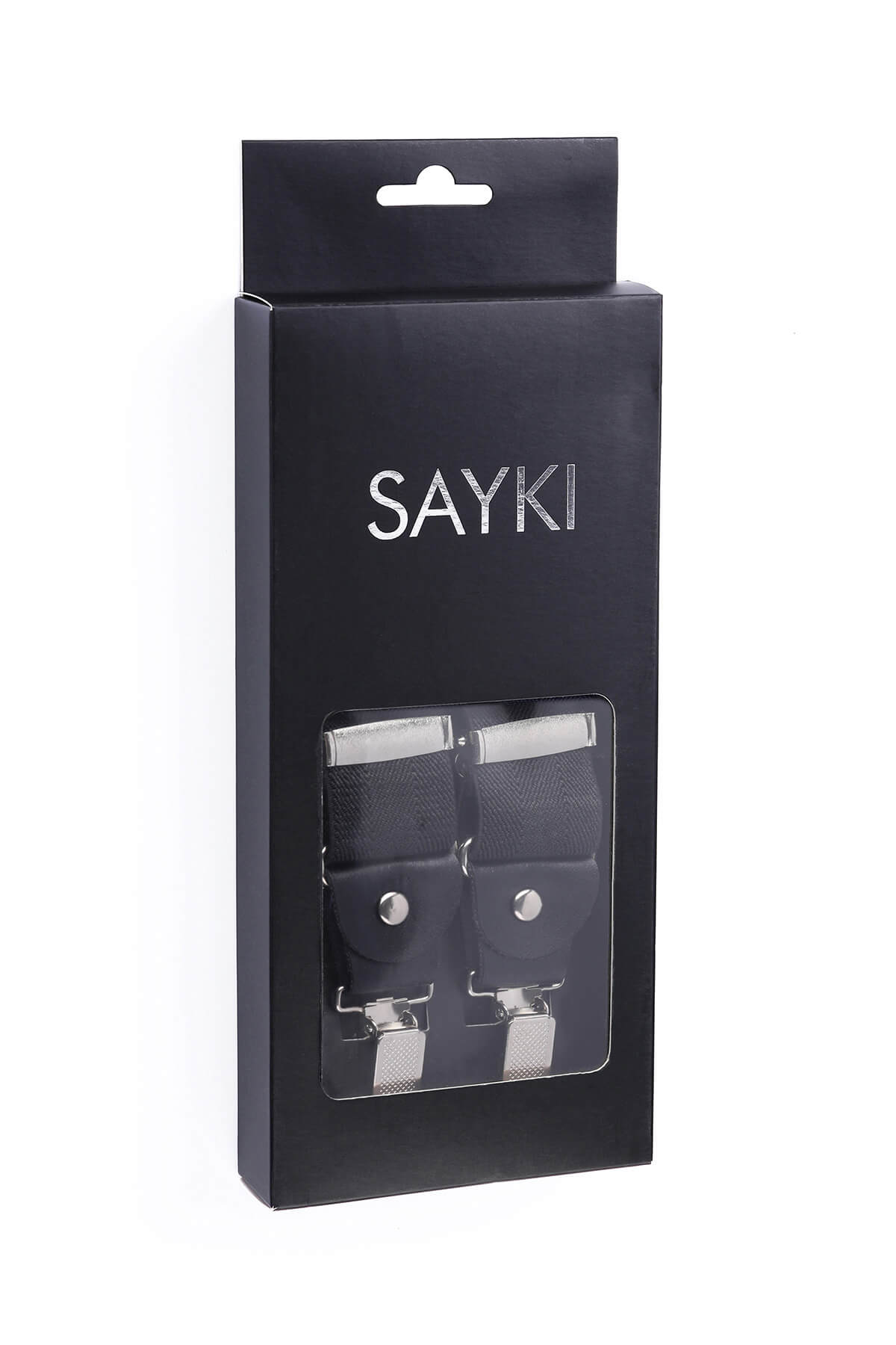 Navy Elastic Diagonal Patterned Suspenders - SAYKI