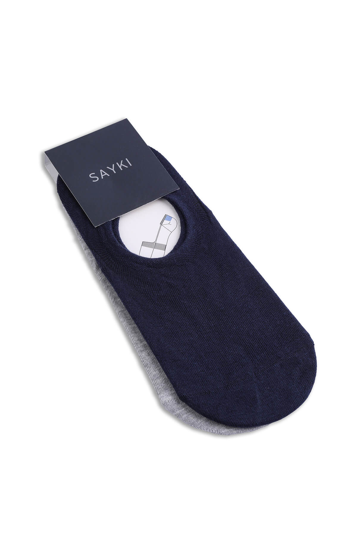 Navy & Gray No Show Cotton Socks - SAYKI