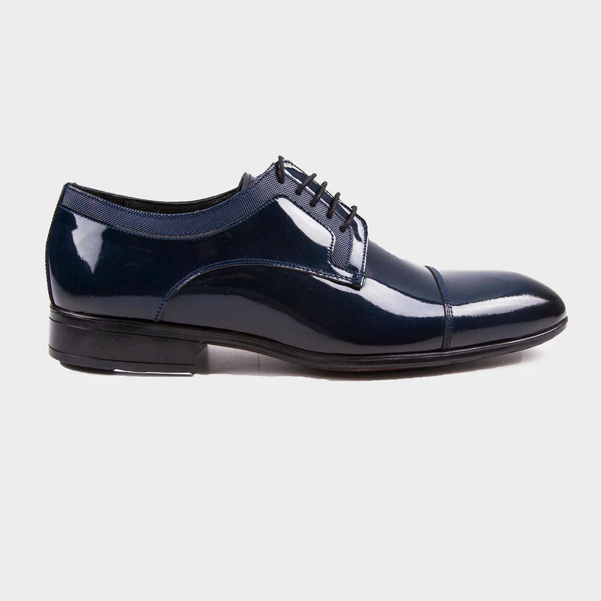 navy blue dress shoes for women Navy Patent Leather Lace-Up Cap Toe Tuxedo Shoes 8 / R / Navy