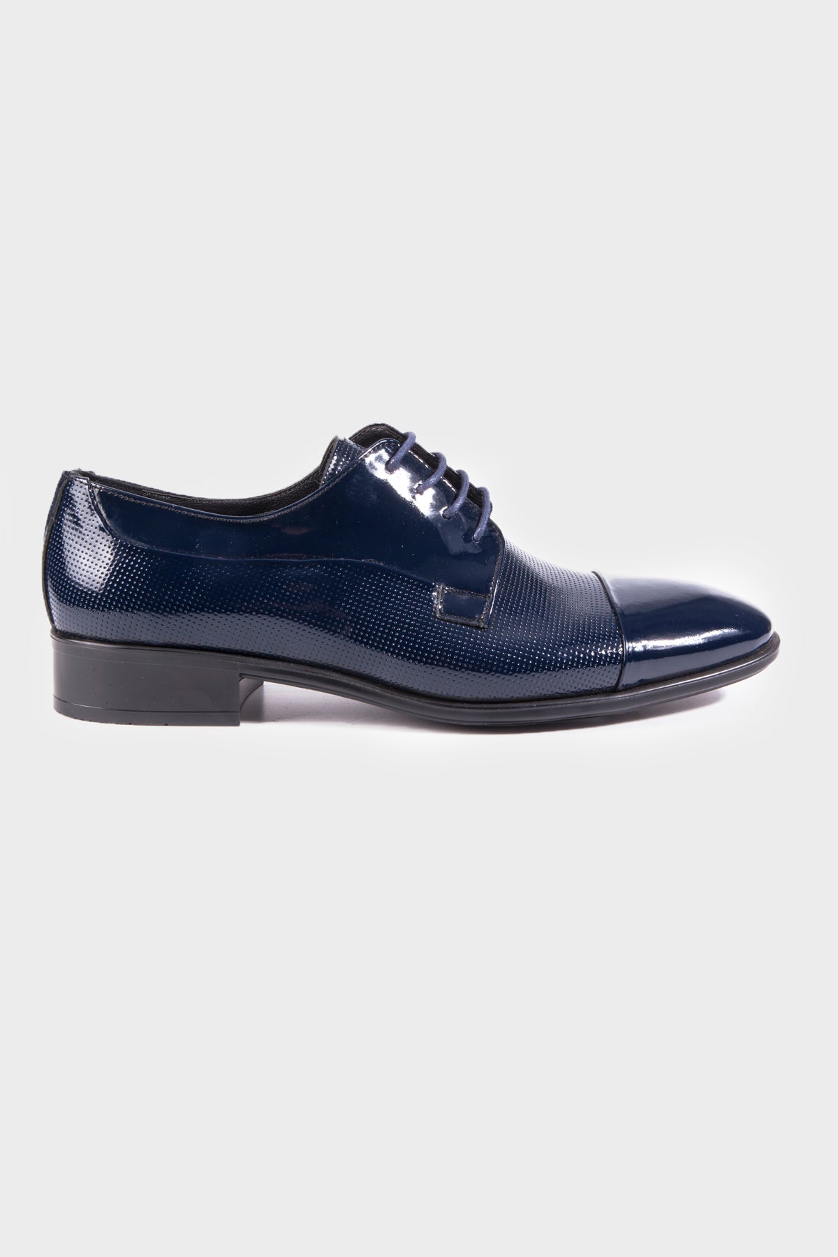 Navy Patent Leather Lace-Up Oxford Tuxedo Shoes - SAYKI