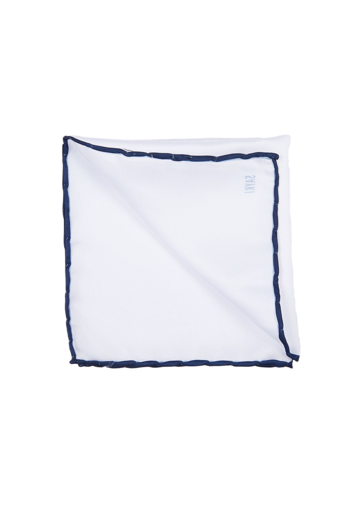 Navy Trim Classic White Pocket Square - SAYKI