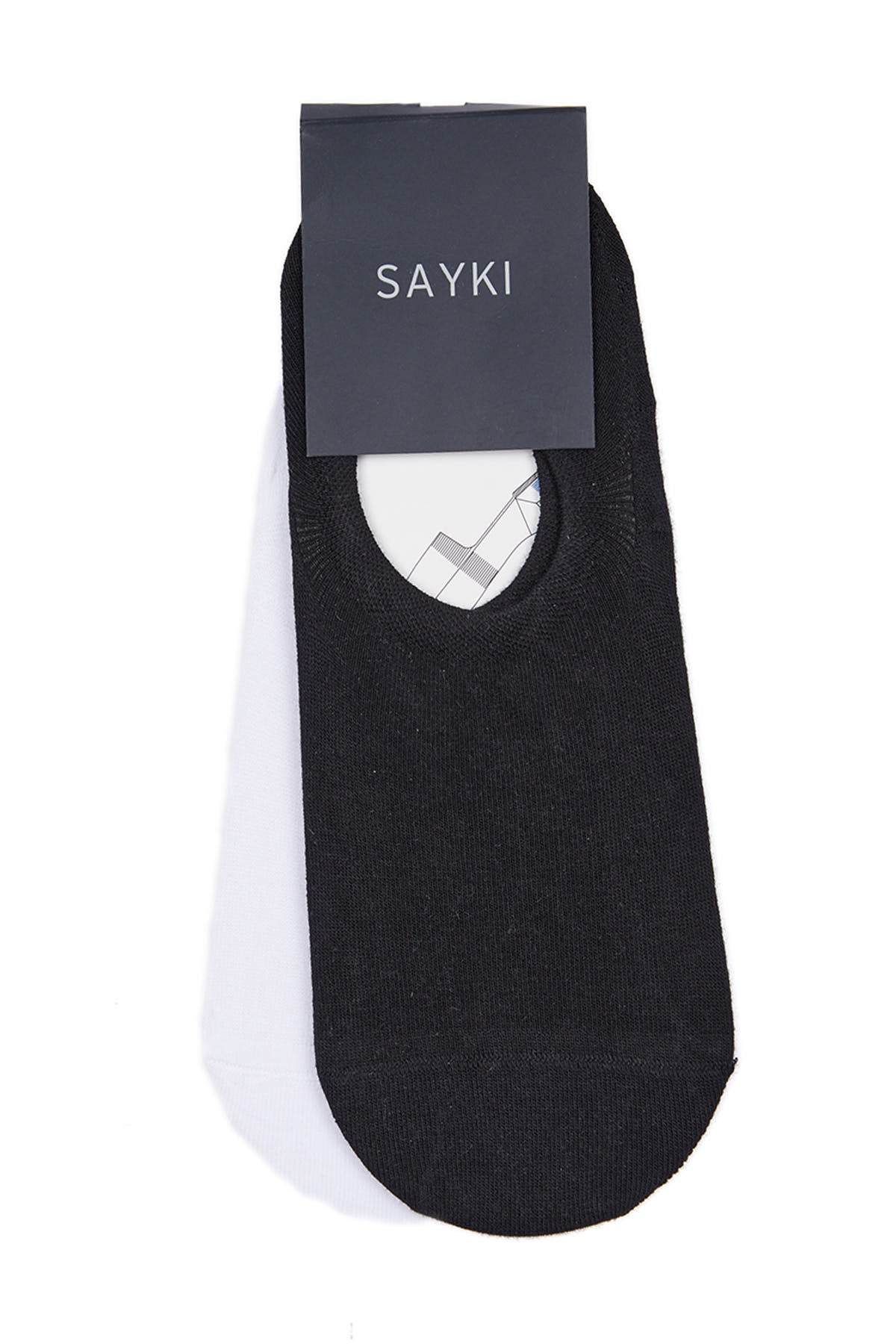 No Show Cotton Black - White Socks - SAYKI - 8682819211147