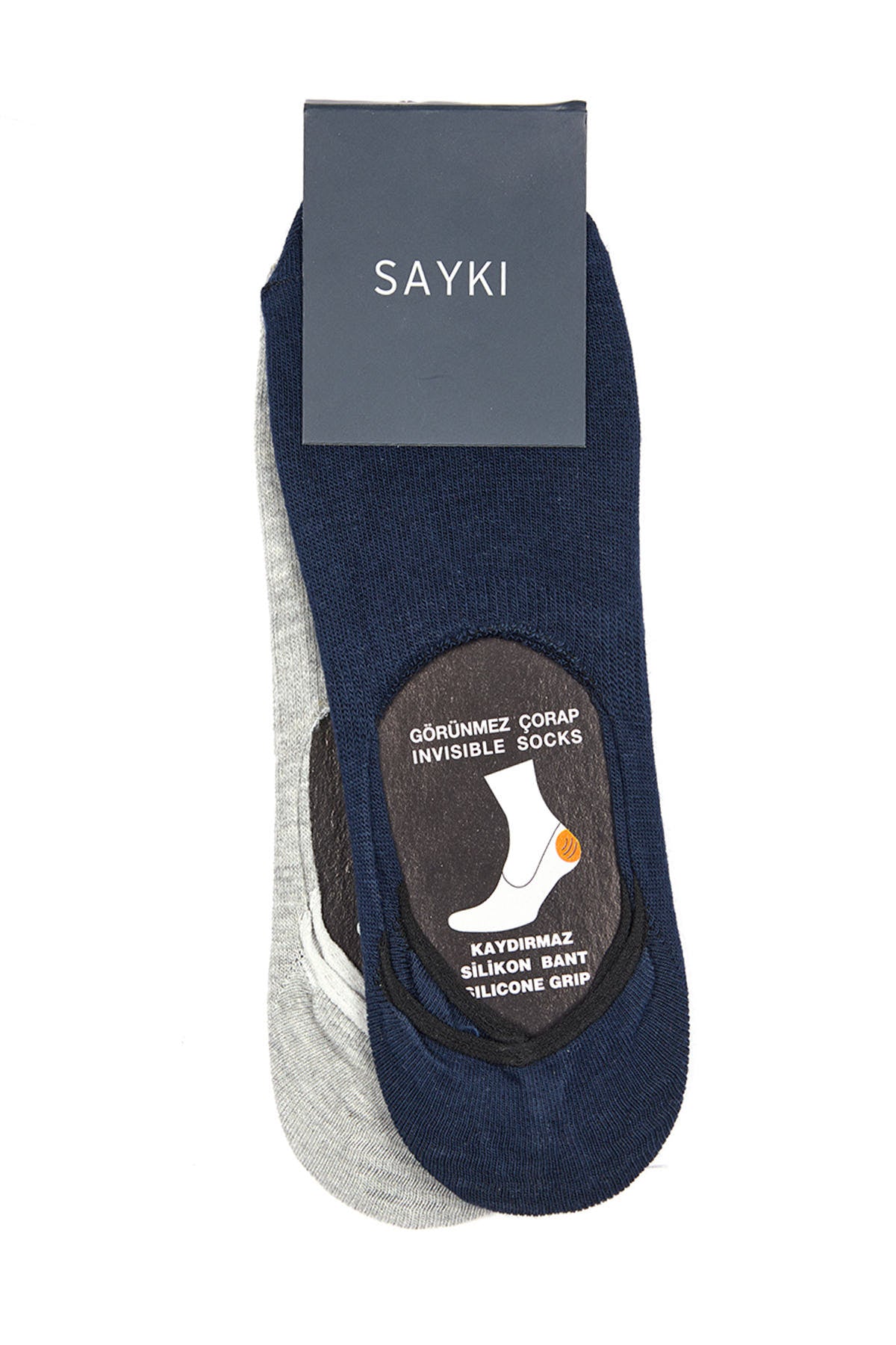 No Show Cotton Navy - Gray Socks - SAYKI - 8682819211246