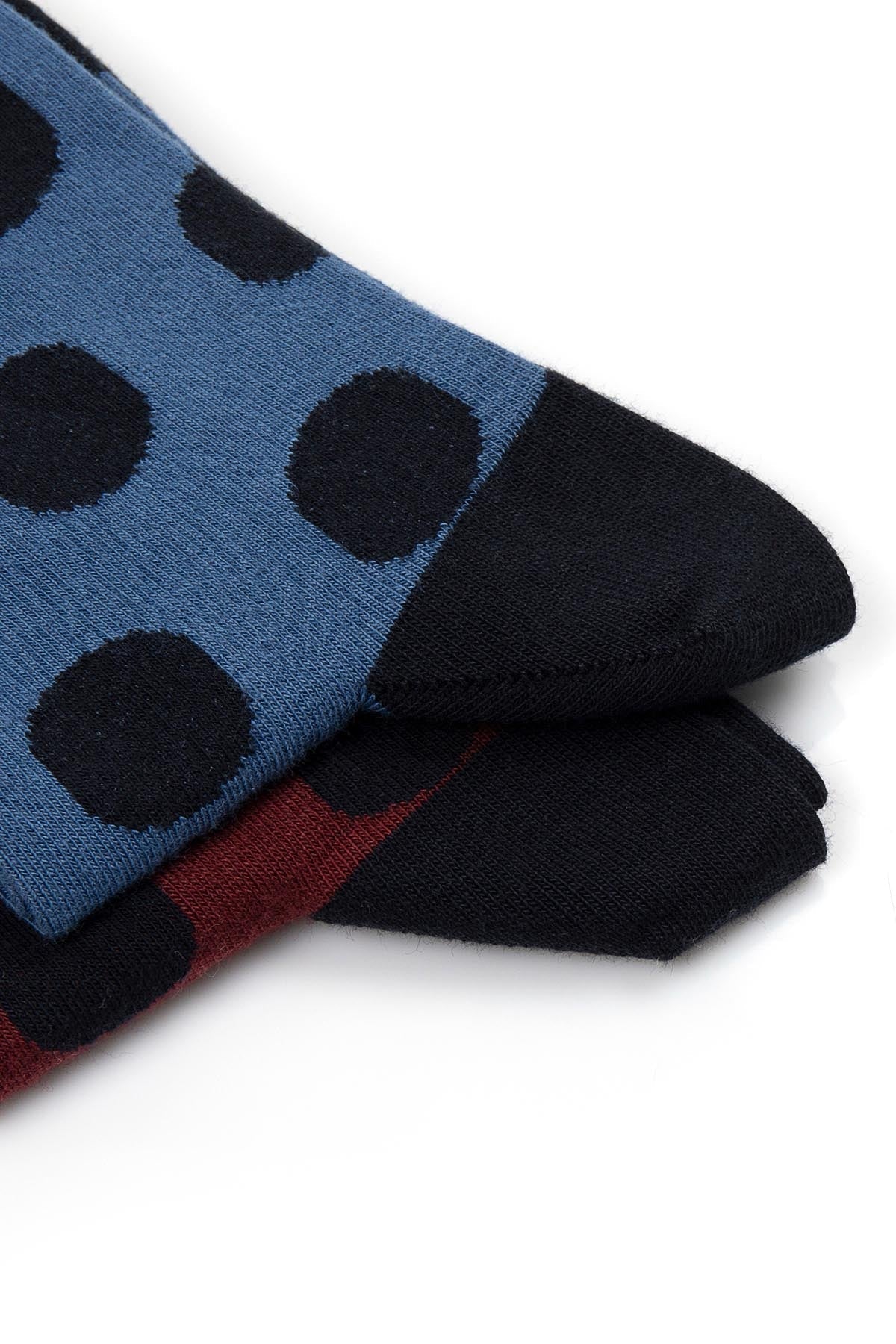 Patterned Cotton Indigo - Burgundy Socks - SAYKI