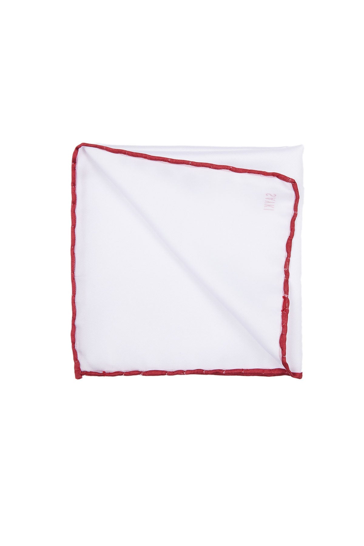 Red Trim Classic White Pocket Square - SAYKI - 8682819073271
