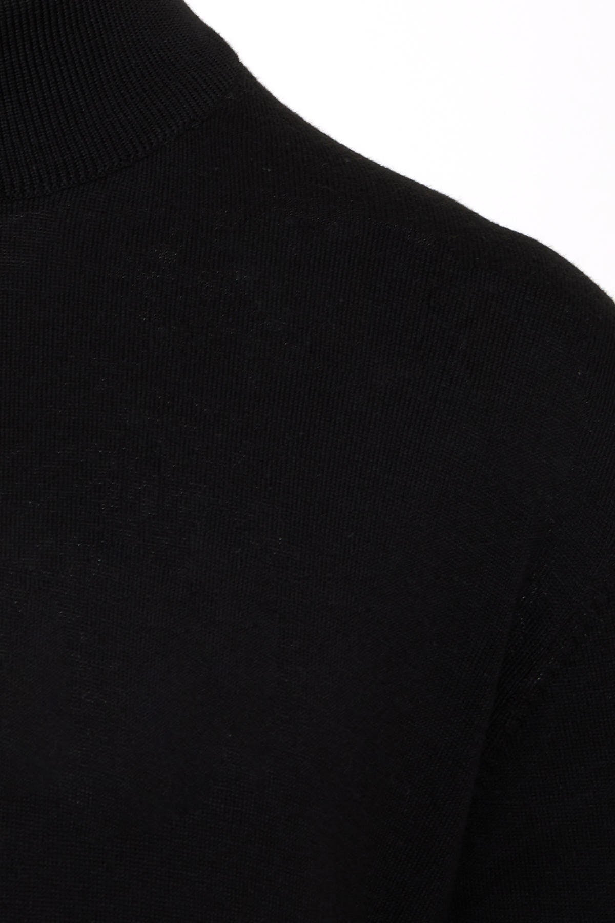 Regular Fit 100% Cotton Black Mock Neck Sweater - SAYKI