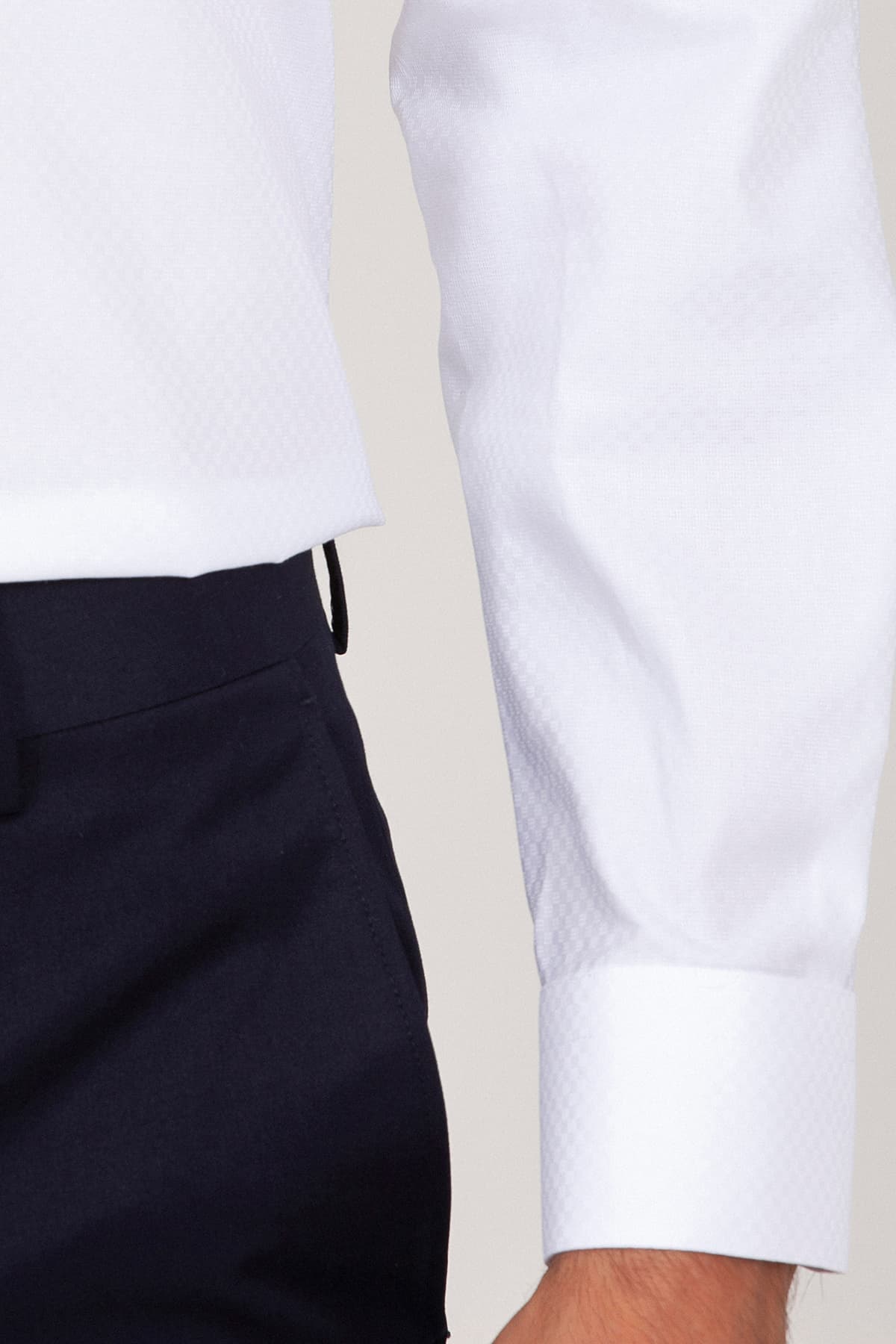 Regular Fit 100% Cotton Long Sleeve White Dress Shirt