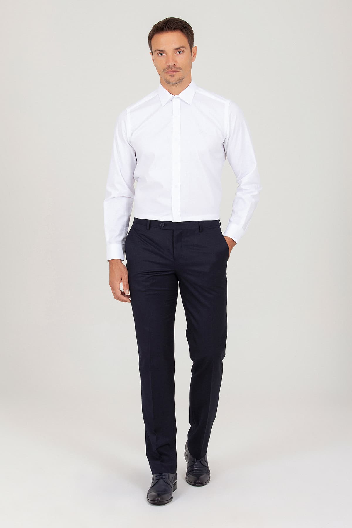 Regular Fit 100% Cotton Long Sleeve White Dress Shirt