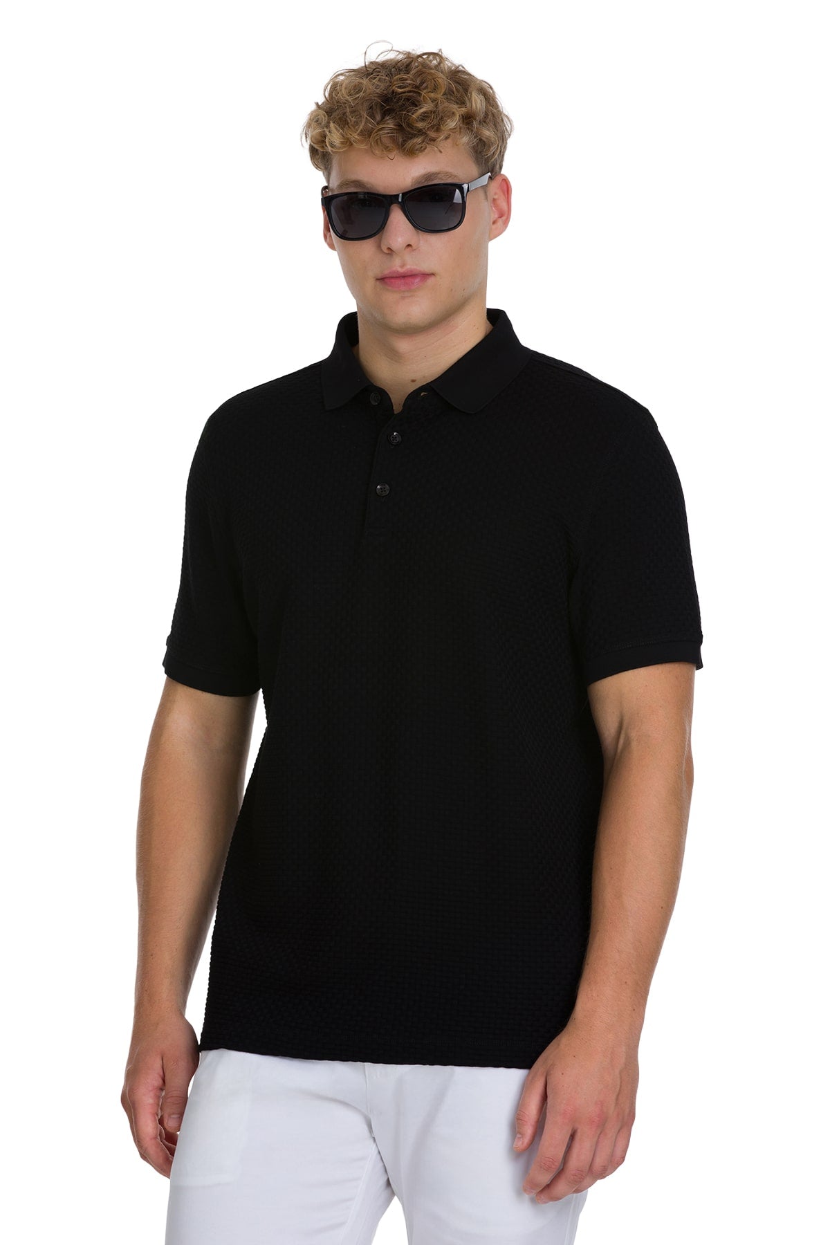 Regular Fit 100% Cotton Mercerized Black Polo T-Shirt