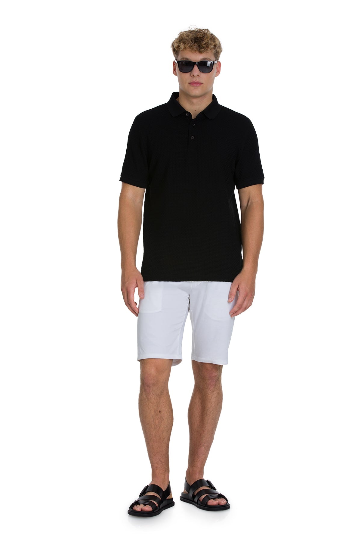 Regular Fit 100% Cotton Mercerized Black Polo T-Shirt