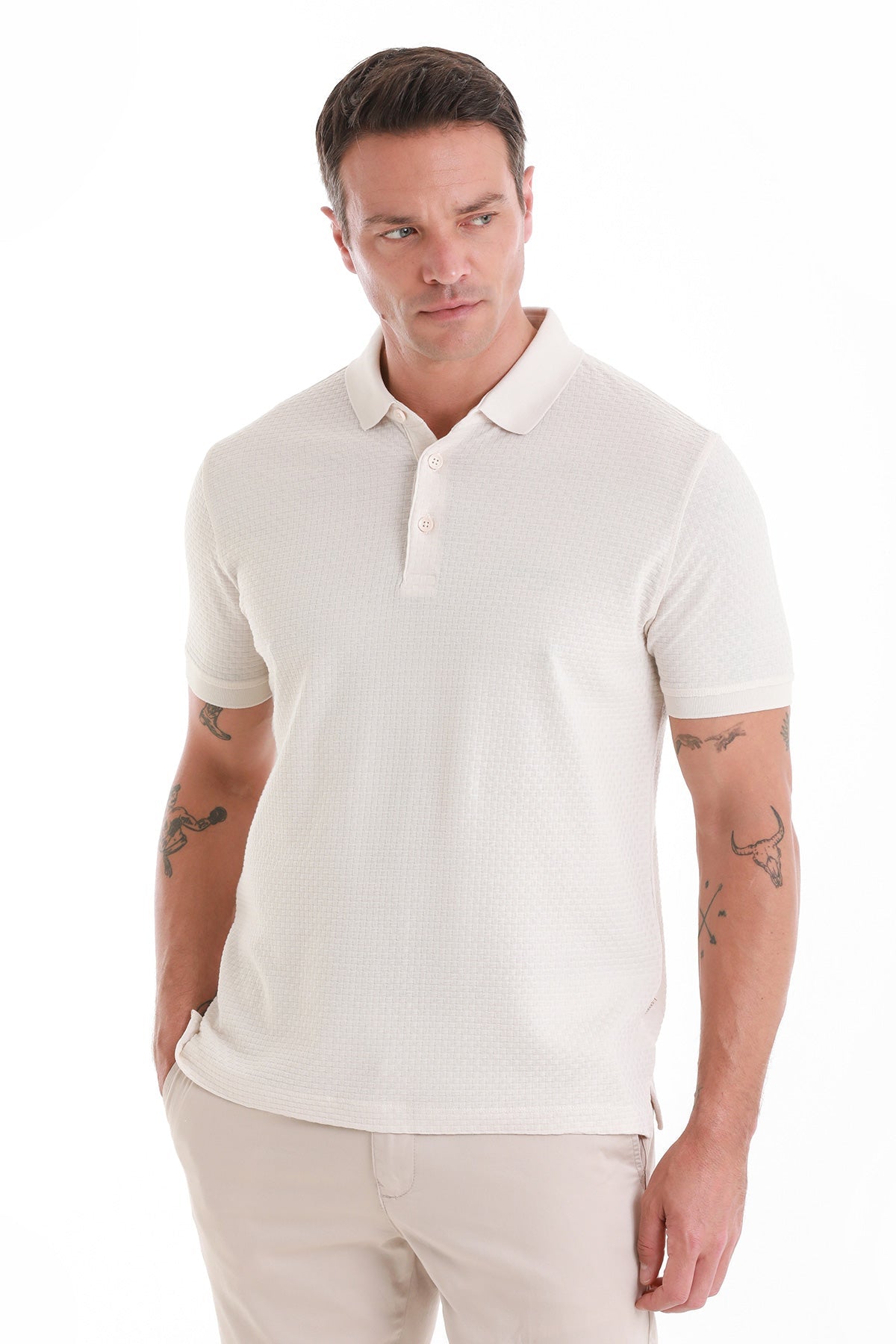 Regular Fit 100% Cotton Mercerized Stone Polo T-Shirt