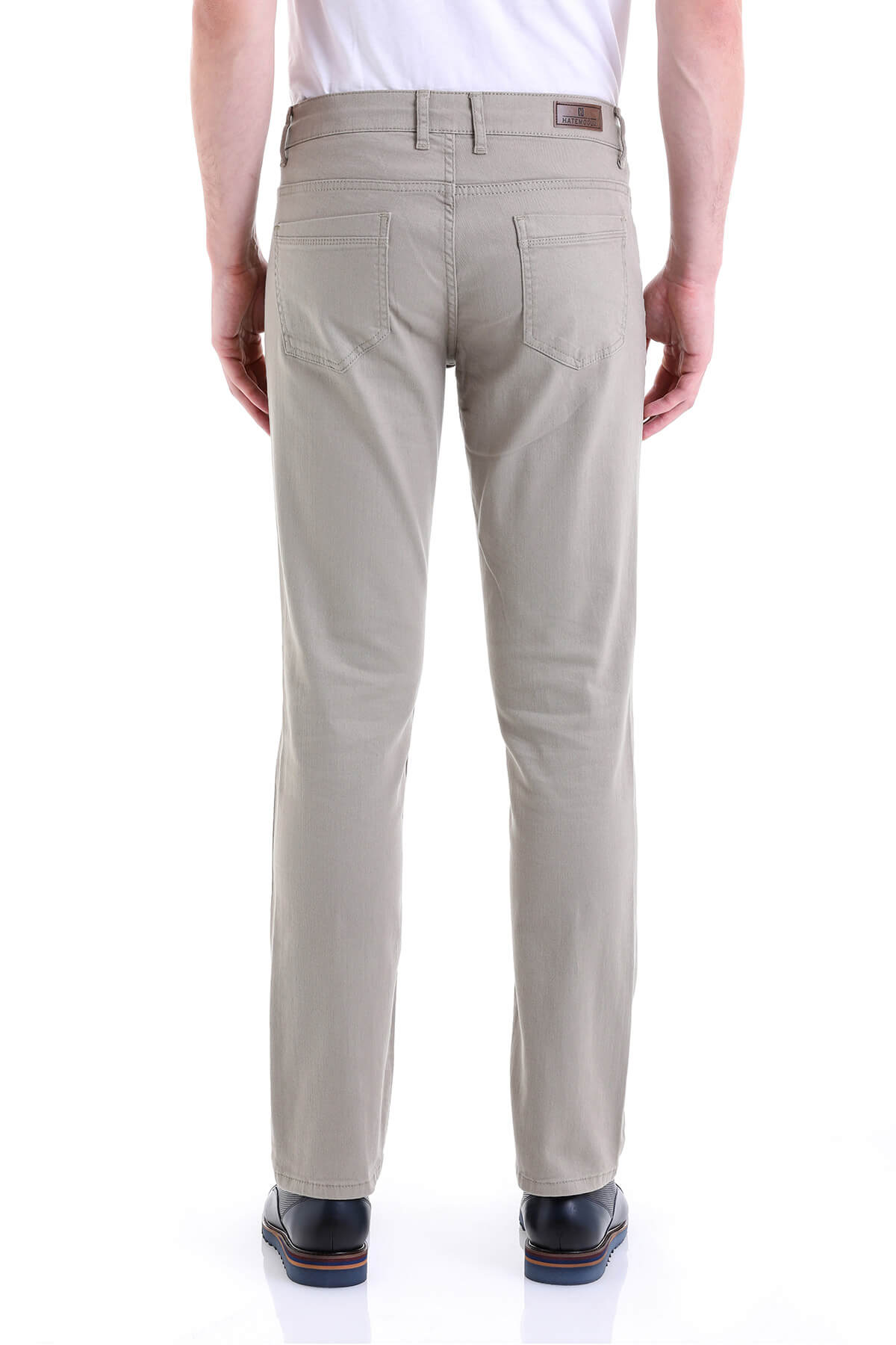 Regular Fit 5 Pocket High Waist Cotton Beige Denim - SAYKI