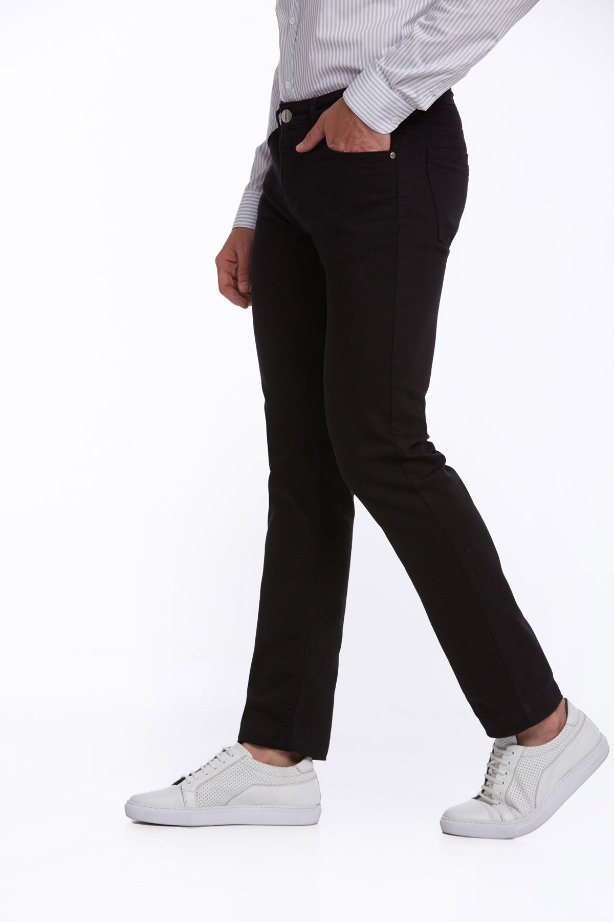 Regular Fit 5 Pocket High Waist Cotton Black Denim - SAYKI