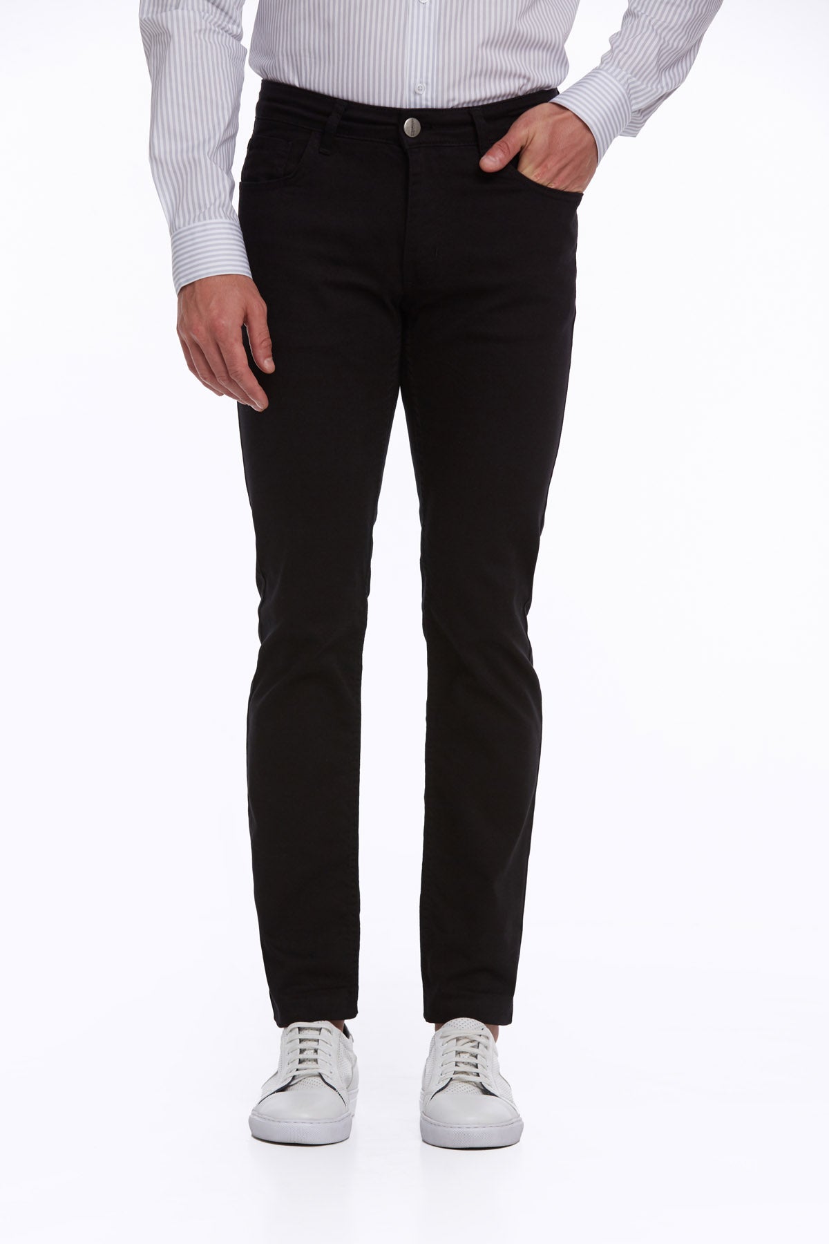 Regular Fit 5 Pocket High Waist Cotton Black Denim - SAYKI