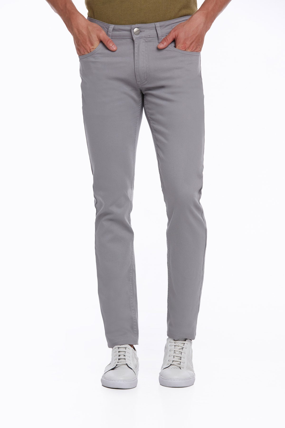 Regular Fit 5 Pocket High Waist Cotton Gray Denim - SAYKI