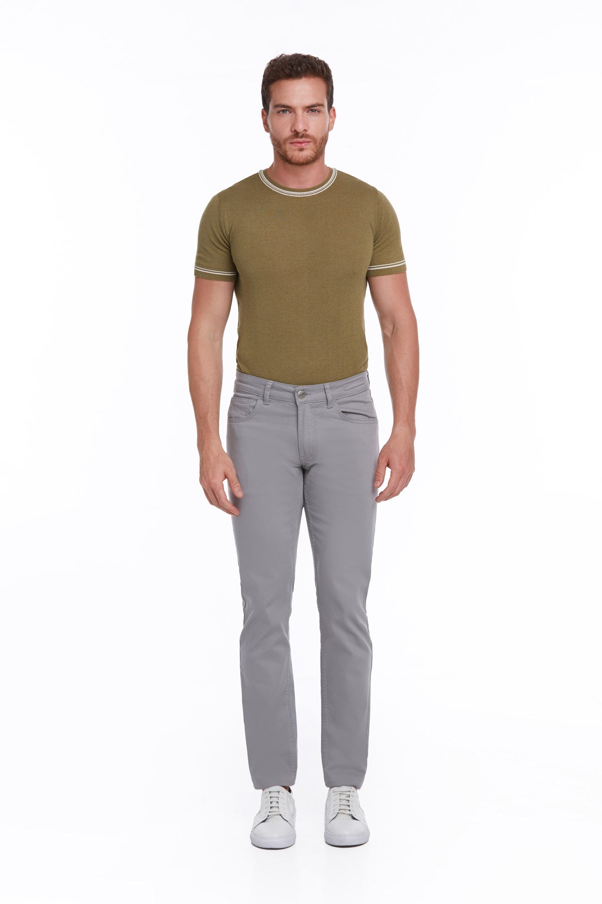 Regular Fit 5 Pocket High Waist Cotton Gray Denim - SAYKI