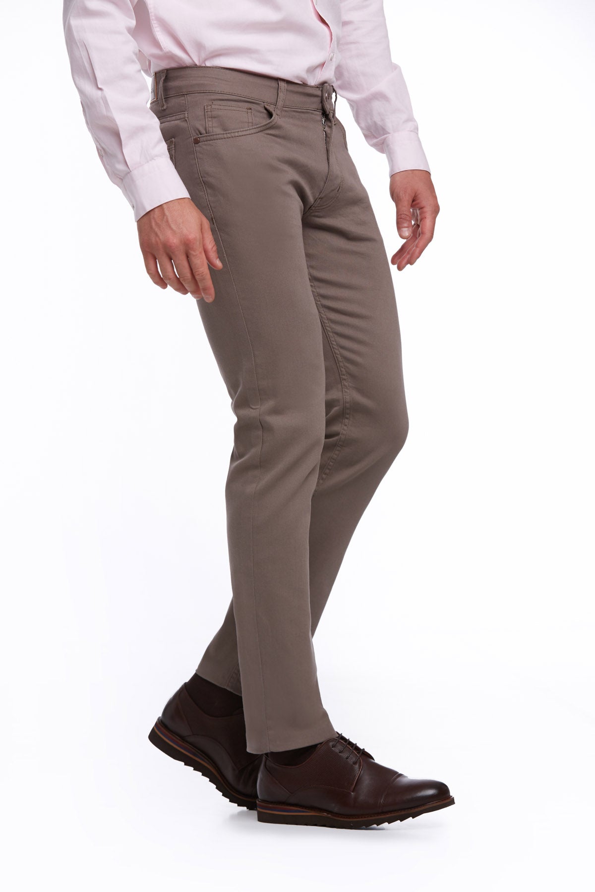 Regular Fit 5 Pocket High Waist Cotton Mink Denim - SAYKI