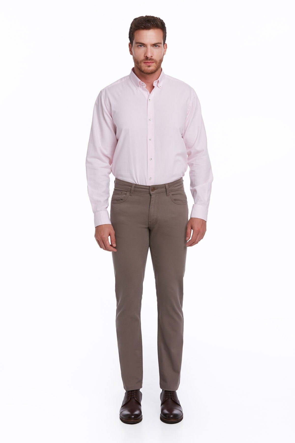 Regular Fit 5 Pocket High Waist Cotton Mink Denim - SAYKI