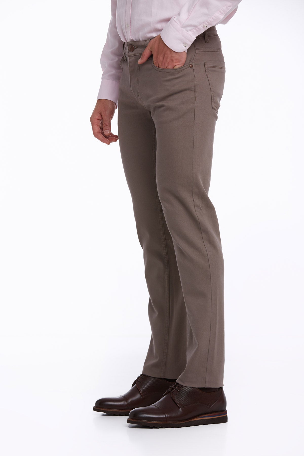 Regular Fit 5 Pocket High Waist Cotton Mink Denim - SAYKI