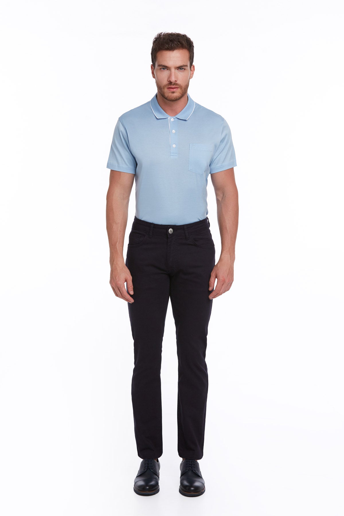 Regular Fit 5 Pocket High Waist Cotton Navy Denim - SAYKI